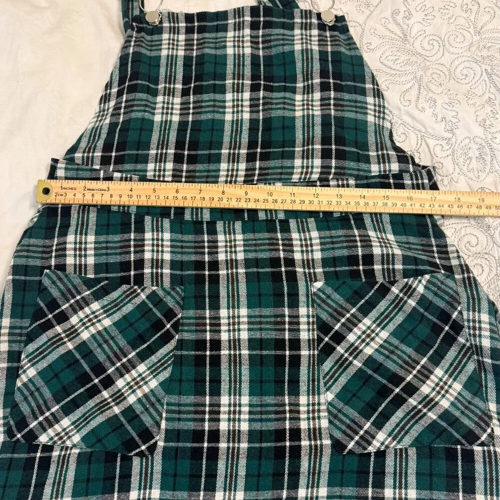 Green Plaid Flannel Jumper Dress 12 Preppy Academia Skater 90s Y2K Gossip Girl - Picture 7 of 10